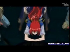 Redhead hentai छात्रा हुन्छ drilled द्वारा tentacles राक्षस